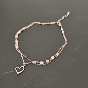 Heart Charm Ankle Bracelet 10 Inches, 2 Inch Extender 🌠
